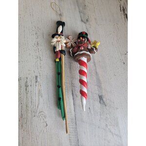 Long Santa Claus gingerbread peppermint candy ornament Xmas set